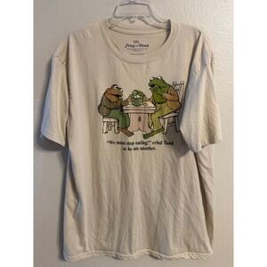 Frog and Toad "We Must Stop Eating" Graphic T Shirt 2XL Beige Cartoon